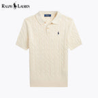 Men's Cable-Knit Cotton Polo-Collar Sweater