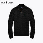 Men's Chunky Cable-Knit Cotton Quarter-Zip Sweater