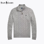 Men's Chunky Cable-Knit Cotton Quarter-Zip Sweater