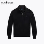 Men's Mesh-Knit Cotton Quarter-Zip Sweater