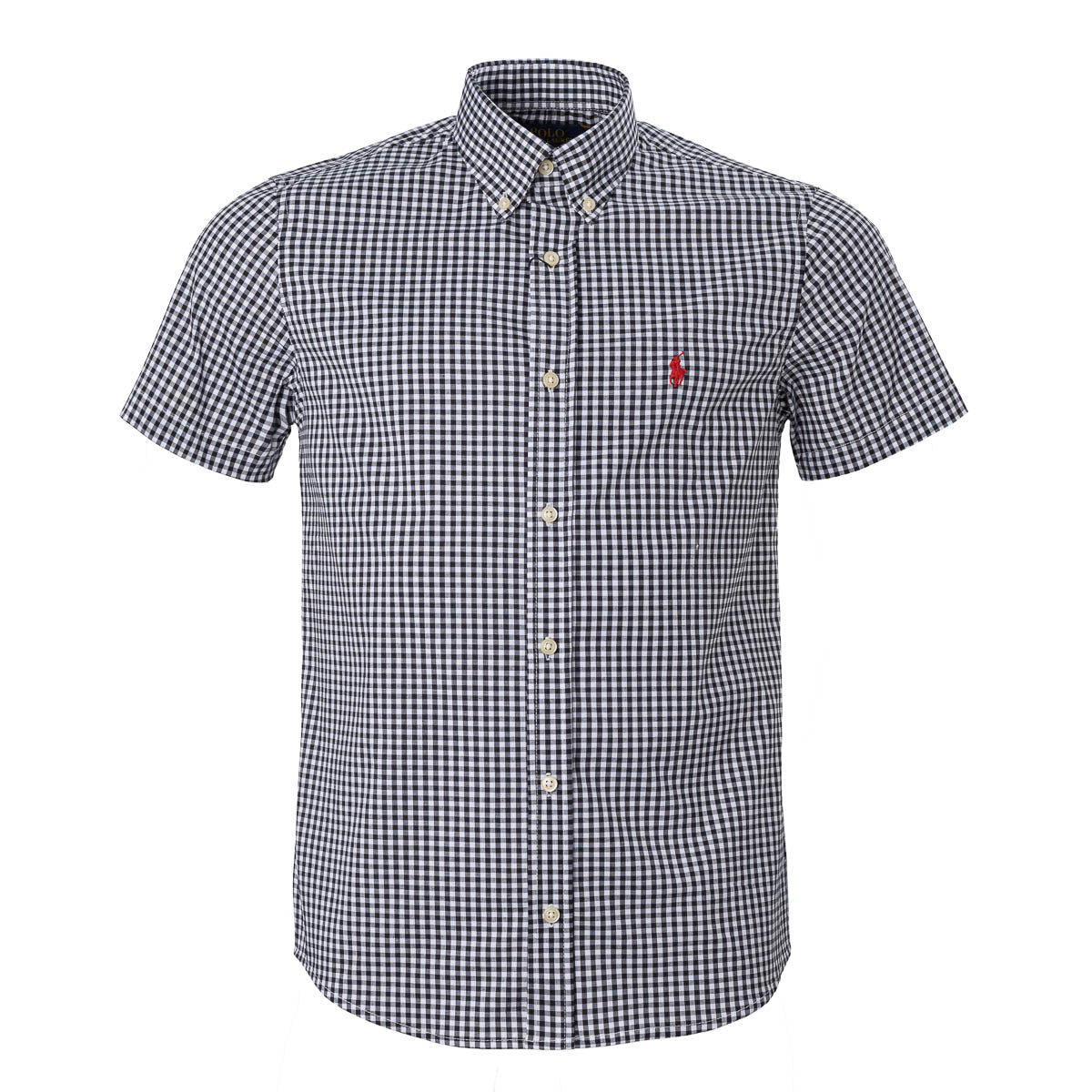 Men's RL Shirt Custom Fit Checked Black
