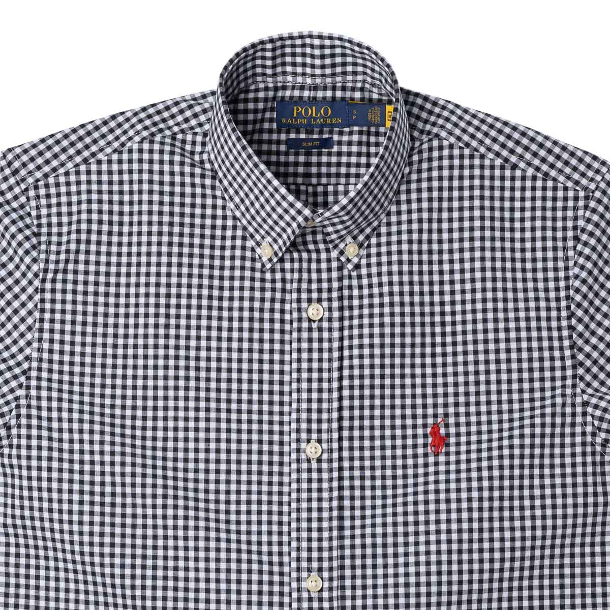 Men's RL Shirt Custom Fit Checked Black