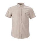 Men's RL Shirt Short-Sleeve Fine Striped Oxford Striped - Beige