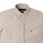 Men's RL Shirt Short-Sleeve Fine Striped Oxford Striped - Beige