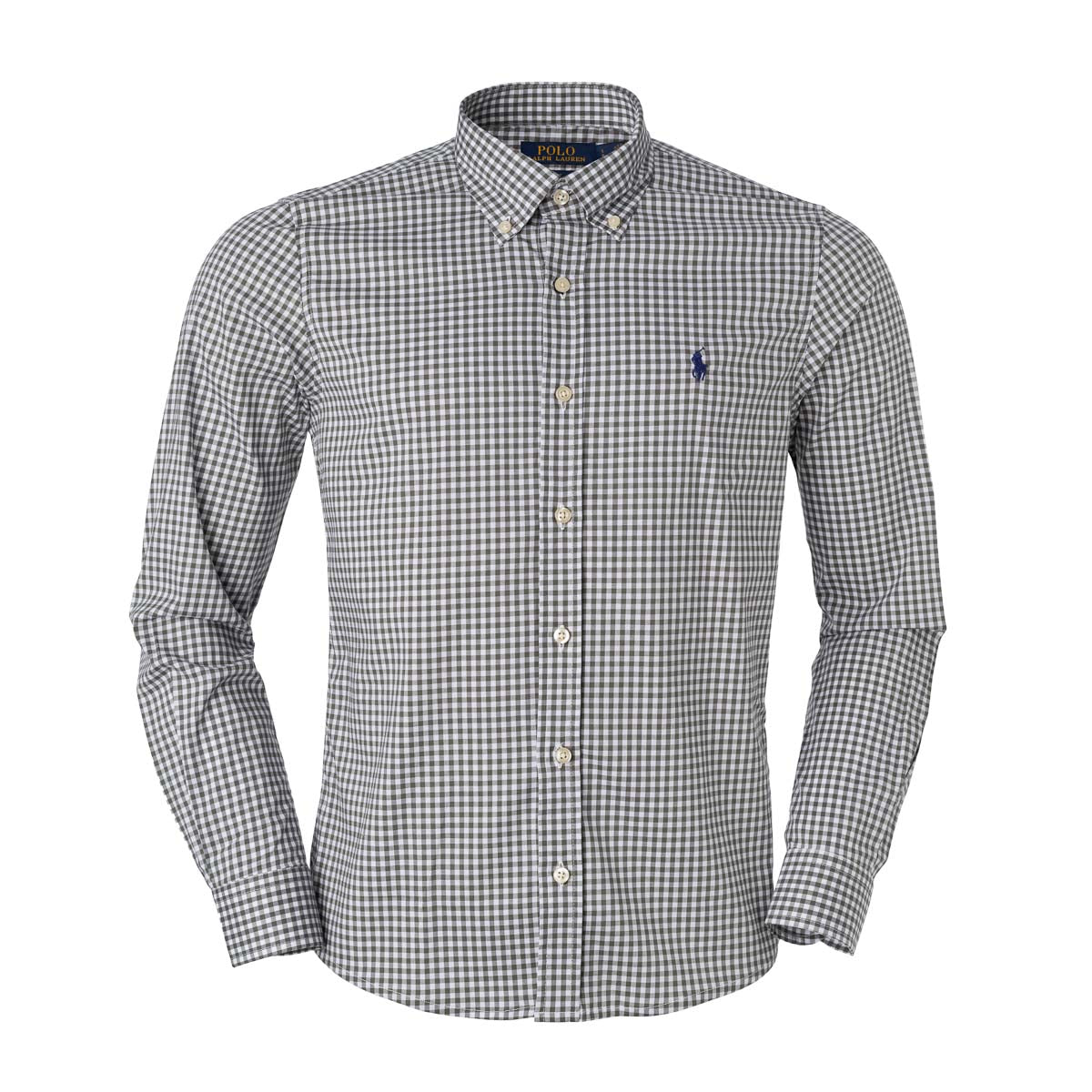 Men's RL Shirt Slim Fit Stretch Medium Plaid - Gray