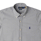 Men's RL Shirt Slim Fit Stretch Medium Plaid - Gray