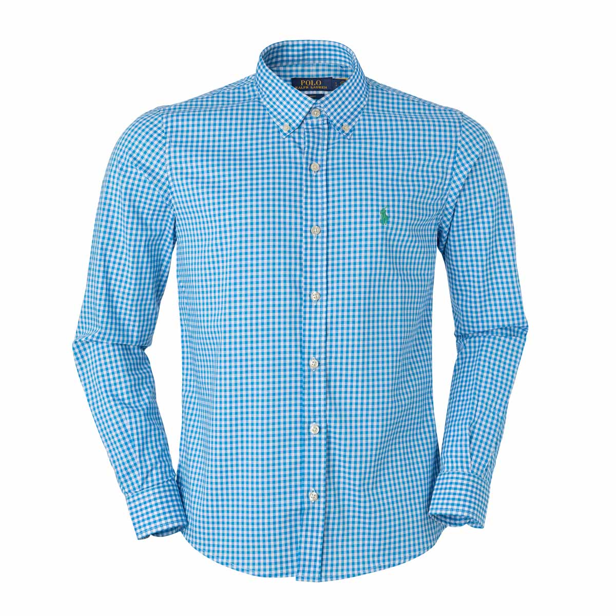 Men's RL Shirt Slim Fit Stretch Medium Plaid - Blue