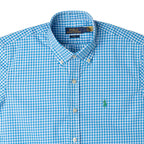 Men's RL Shirt Slim Fit Stretch Medium Plaid - Blue