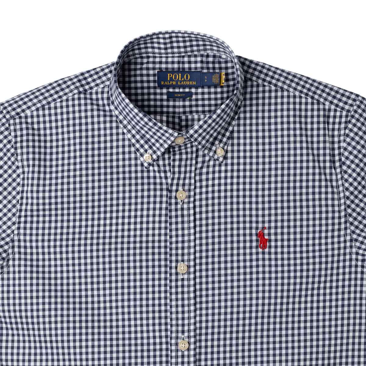 Men's RL Shirt Slim Fit Stretch Medium Plaid - Black